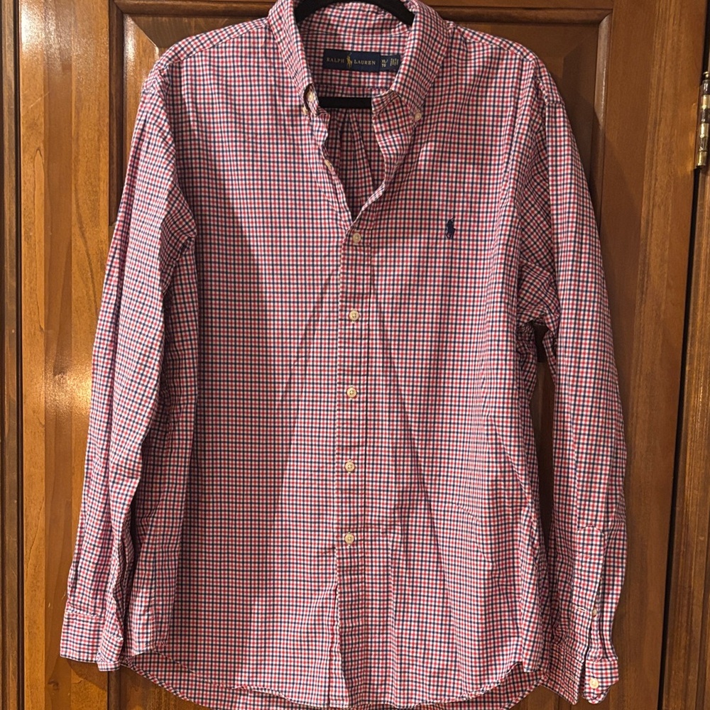 Men's Polo Ralph Lauren Red and Blue Checkered Shirt